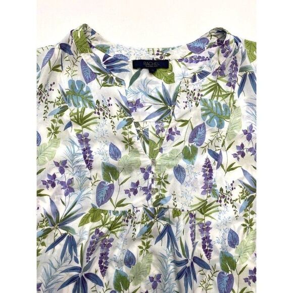 Rachel Roy‎ White Purple Floral Lightweight Blouse Top Medium - Picture 5 of 7
